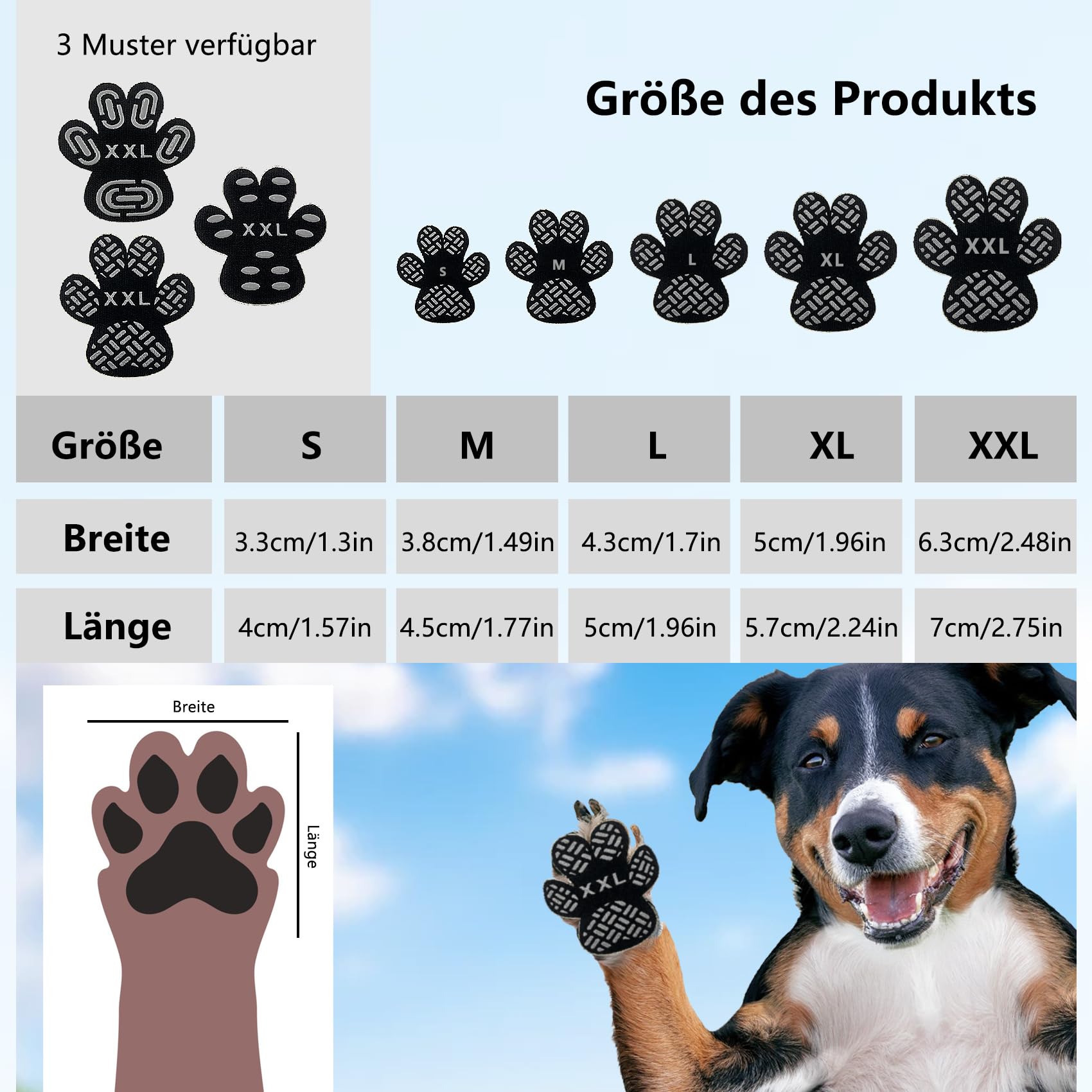 CareCooo Protezione Zampe Cane, Copri Zampe Cane, Proteggi Zampe per Cani Estate - Antiscivolo, autoadesive, Adesivi Zampe Cane Antiscivolo, 20 Pezzi (S-3,3 x 4 cm (0-5 kg),Doppia Linea