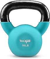 Yes4All Neoprene Coated Cast Iron Kettlebell (5-65 lbs) - Wide Grip Handle, Flat Bottom for Swings, Squats, Deadlifts & Home Gym Workouts