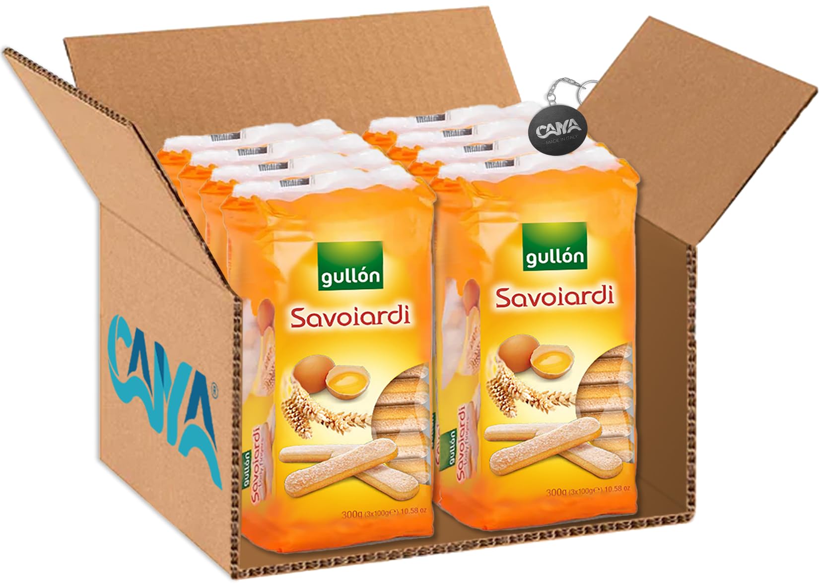 Gullon Savoiardi Lady Fingers Biscotti all'Uovo 300g [CAIYA® BOX da 8 Confezioni]