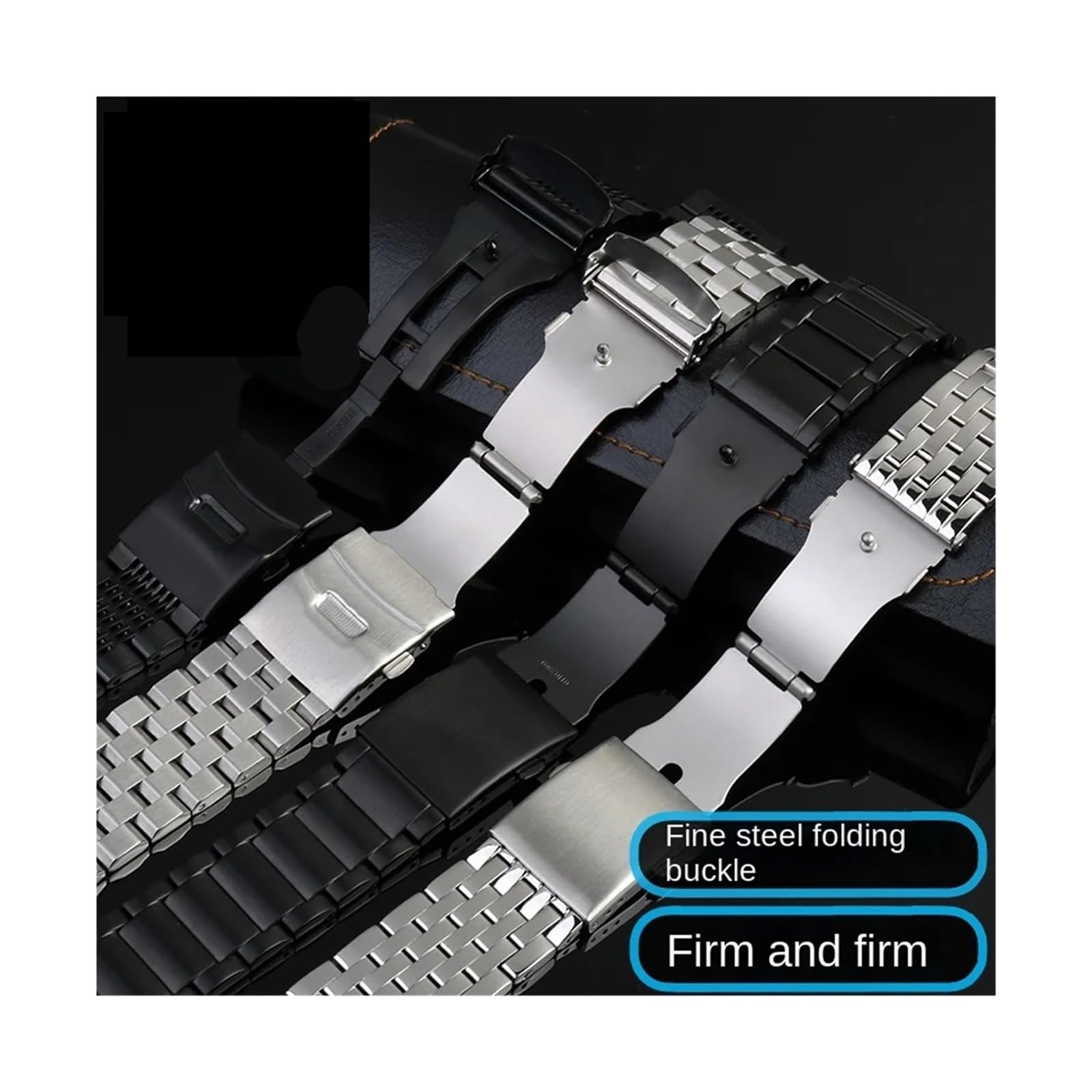 Ajuste for correa DIESEL Metal Acero inoxidable Hombres Correa de reloj DZ7395 4476 4496 Cadena de reloj de esfera grande mate 22 m 24 mm 26 mm 28 mm 30 mm Bandas(D Black,22mm)
