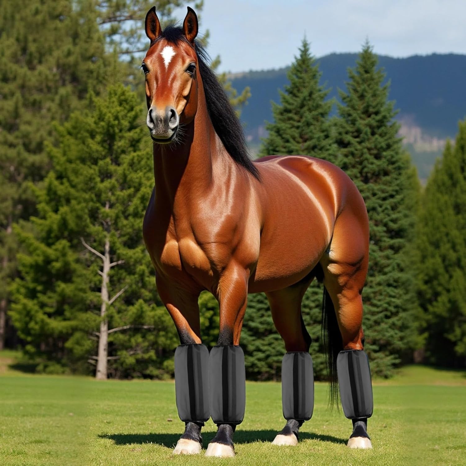4 Pcs Horse Fly Boots Set, Breathable Mesh Leg Wraps 13.4 X 12.6 In, Protection Against Insects & Sun