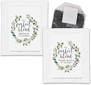 Perfect Blend Wedding Favors, Bridal Shower Tea Party Favor, Wedding Favors, Green Wreath Tea Favors, Bridal Shower Favors (Set of 30)