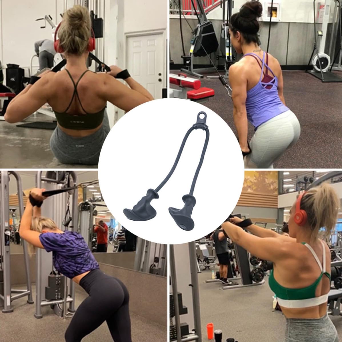 Cuerda de Entrenamiento Muscular para Polea, Agarre Ergonómico Negro Tpe