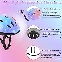 Vista 3 de Casco de bicicleta para niños de 3 a 8 años, casco ajustable para niños y niñas, casco ajustable con rodilleras, coderas, muñequeras