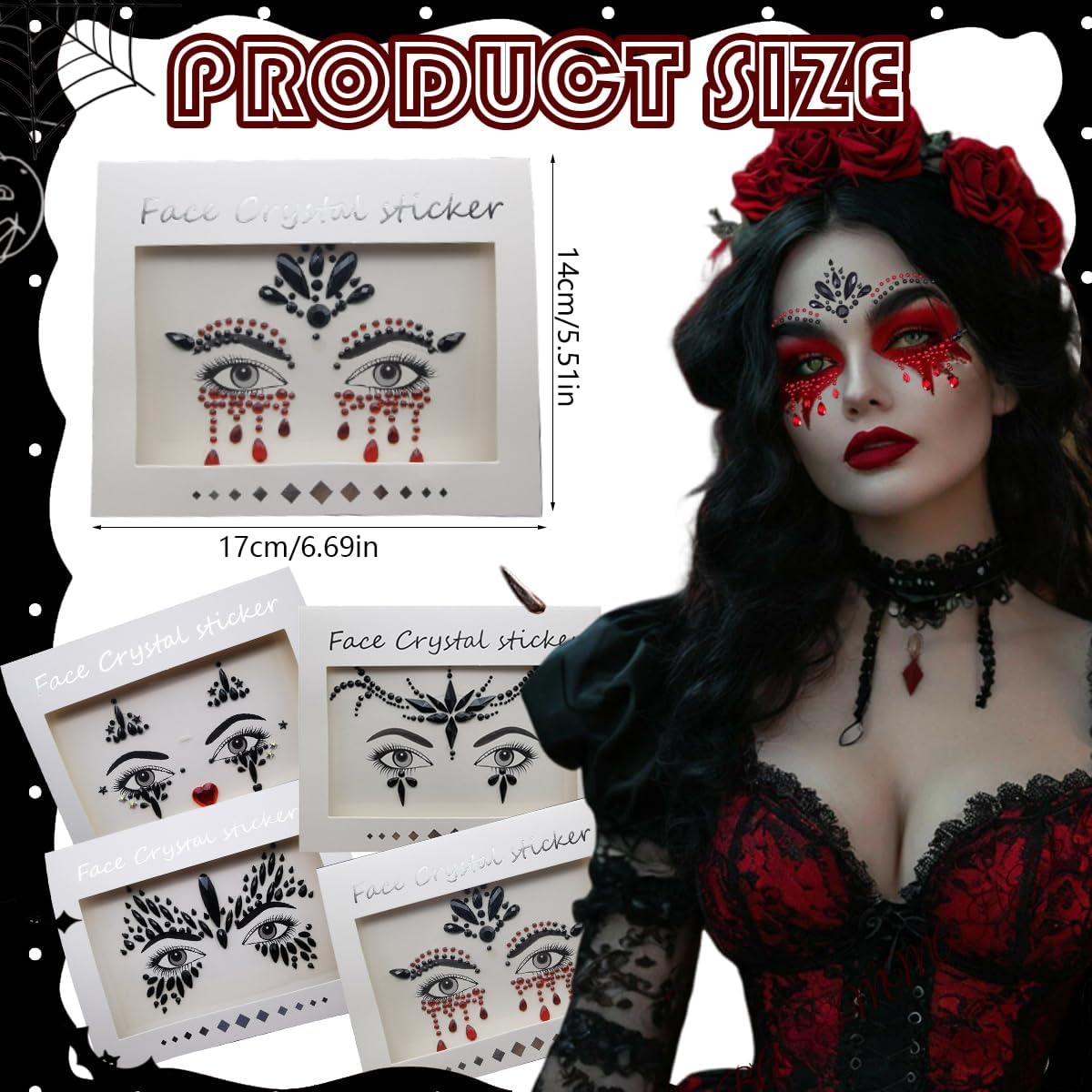 フェイスジェムジュエルタトゥー4枚パック ハロウィン用 キラキラ