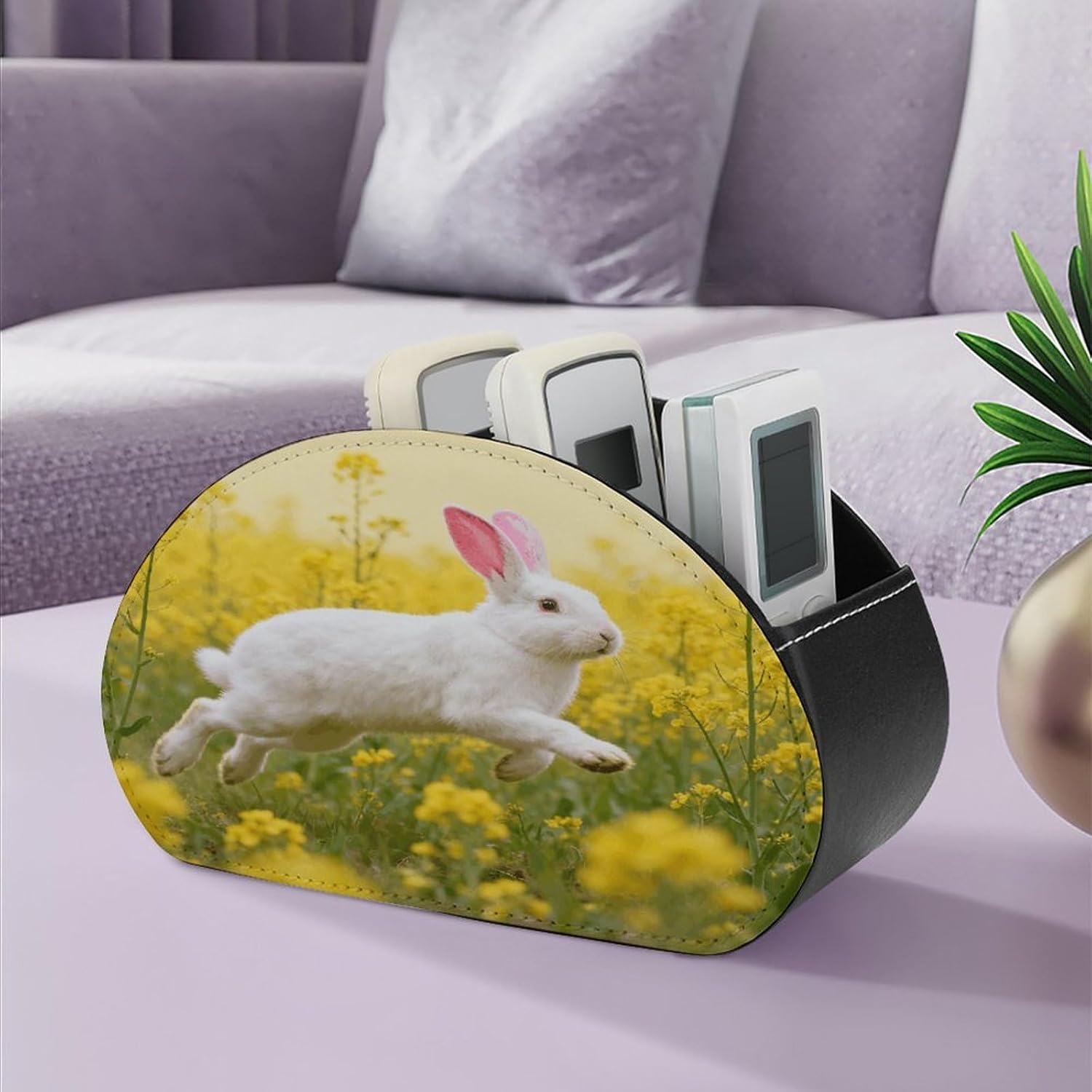 Rabbit in Flowers Remote Control Holder with 5 Compartments image 5
