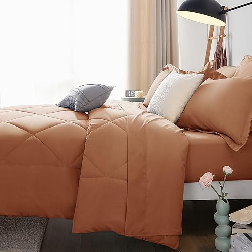 Miniatura 219 de CozyLux Juego de edredón de tamaño Queen, rojo burdeos, toda la ropa de cama en una sola bolsa, 7 piezas: edredón, fundas de almohada y de almohada