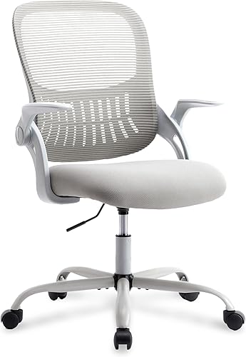 Miniatura 8 de Silla ergonómica de escritorio para oficina, silla de malla cómoda para computadora con reposabrazos abatibles y soporte lumbar ajustable, silla