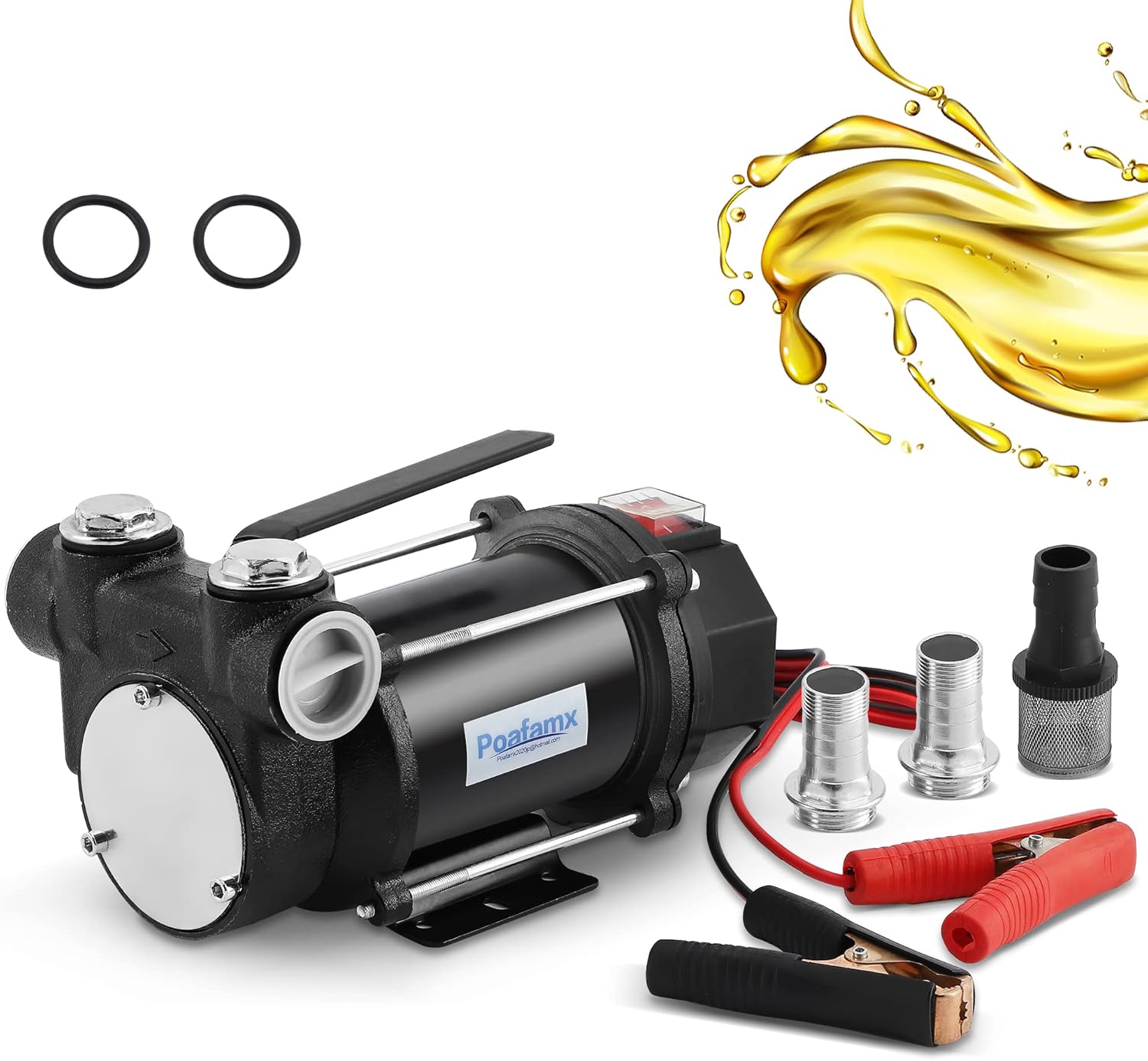 Amazon.co.jp Poafamx 電動オイルポンプ 12V電動ポンプ 軽油 自吸式ポンプ、石油・軽油ポンプ 銅モーター ハイパワー