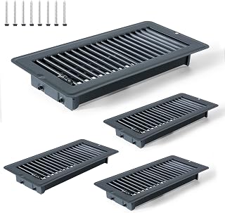 4 Pcs 4" x 10" Floor Register Vents RV Vent Cover Heavy Duty Metal Register Vent for Mobile Home Floor Heater (Gray)