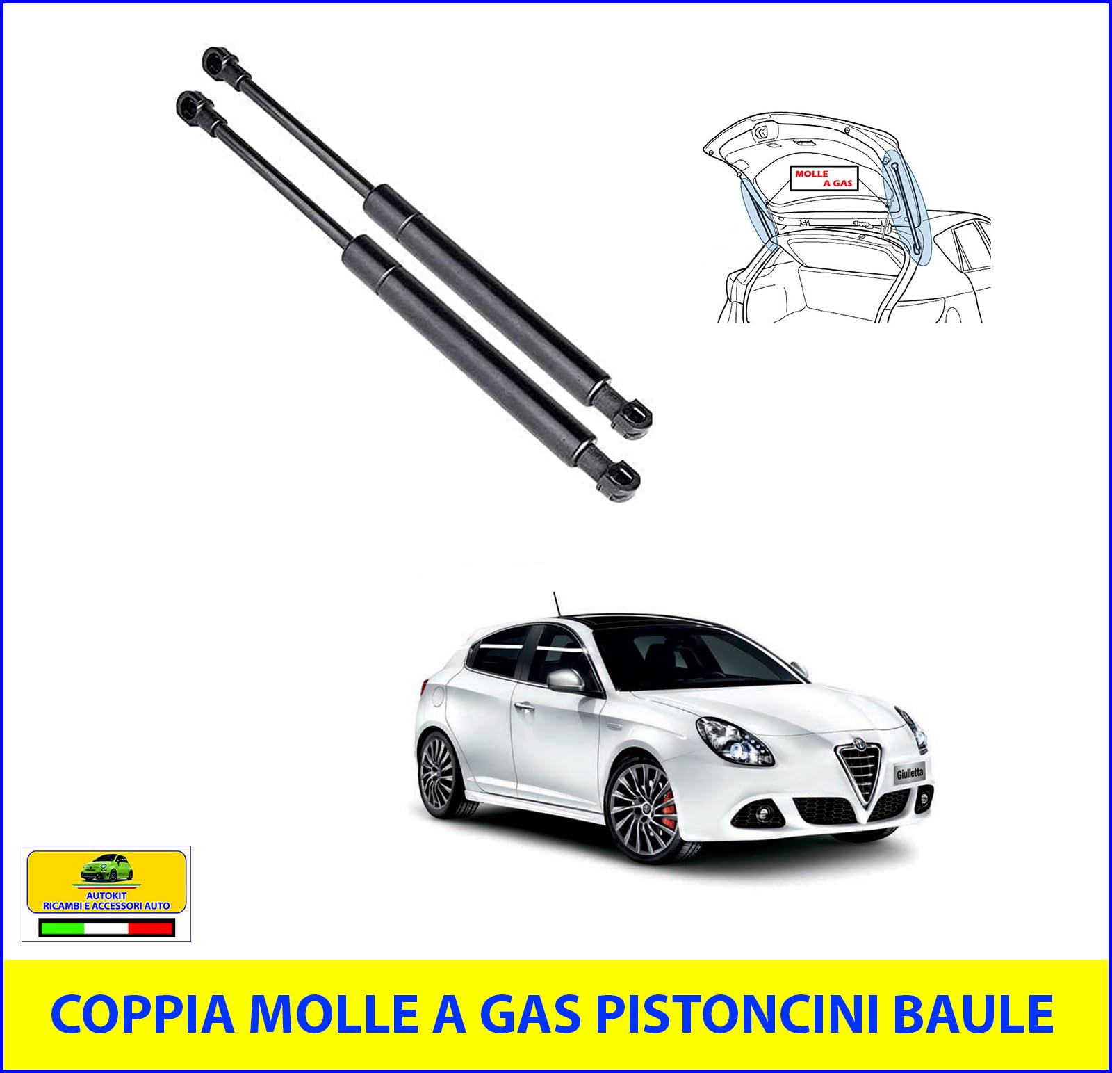 Generico 2 Molle a Gas Pistoncini per Baule Portellone Posteriore Auto COMPATIBILE con Giulietta prodotte dal 2010 in poi - MG109/15
