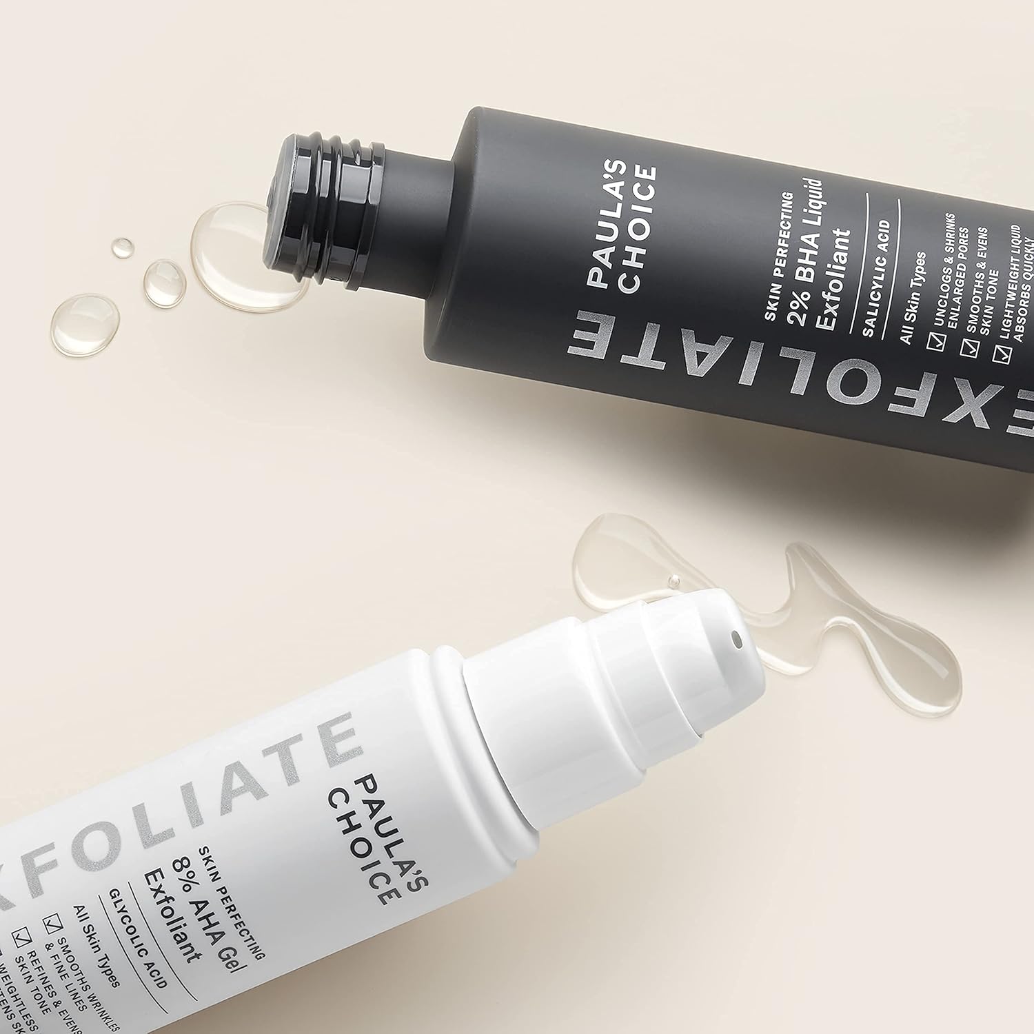 Paula's Choice SKIN PERFECTING 8% AHA Gel Exfoliant & 2% BHA Liquid Travel Duo, Facial Exfoliants for Blackheads & Wrinkles, Face Exfoliators w/ Glycolic Acid Salicylic Acid : Beauty & Personal Care