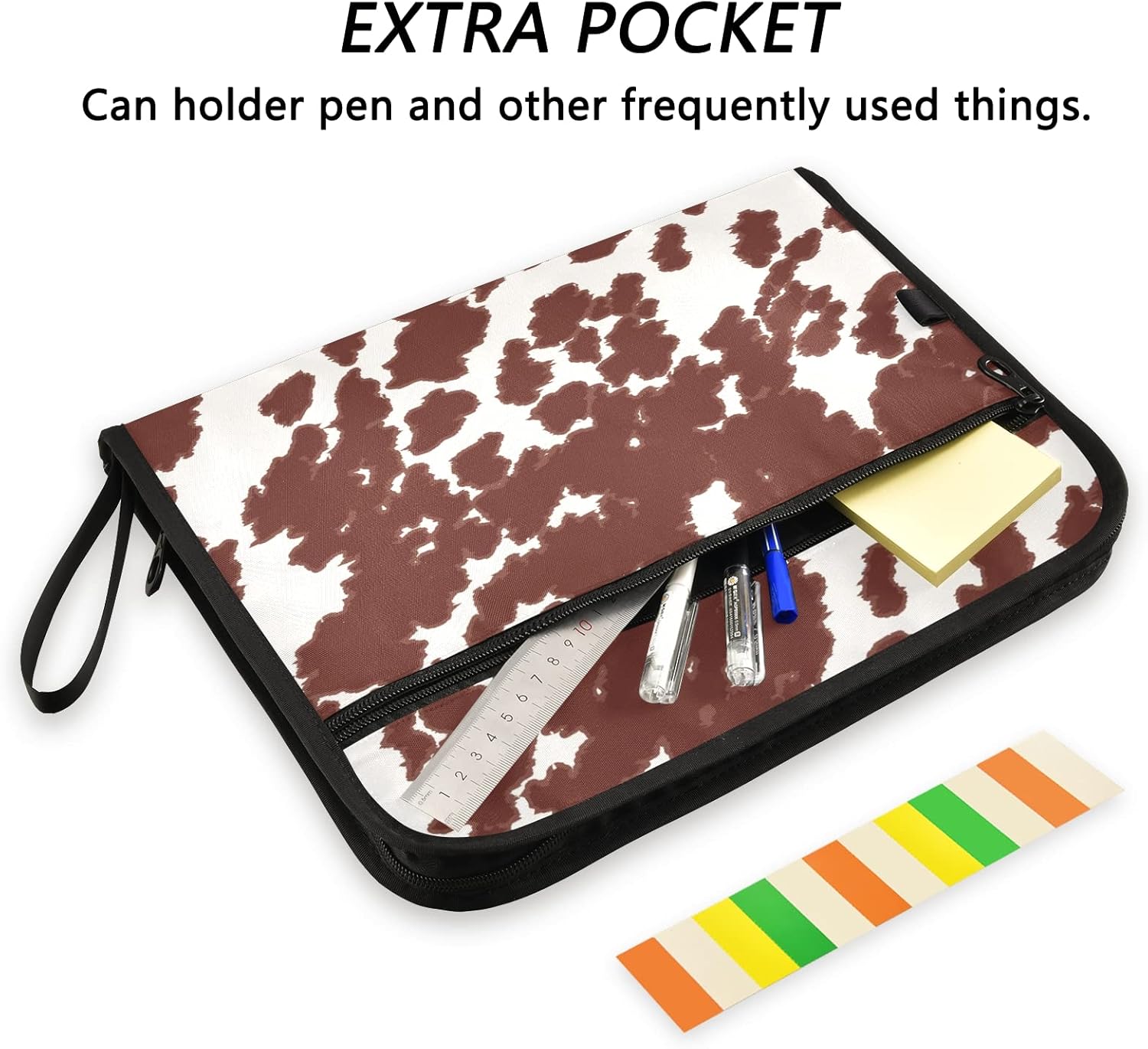 susiyo Cow Print Brown Spots Expanding File Folder 13 Pocket Expanding Organizer File Folder for A4 Letter Size
