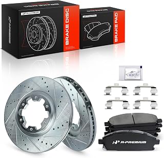 A-Premium 11.81 inch (300mm) Front Brake Rotors & Ceramic Pads Kit, 6-Pack