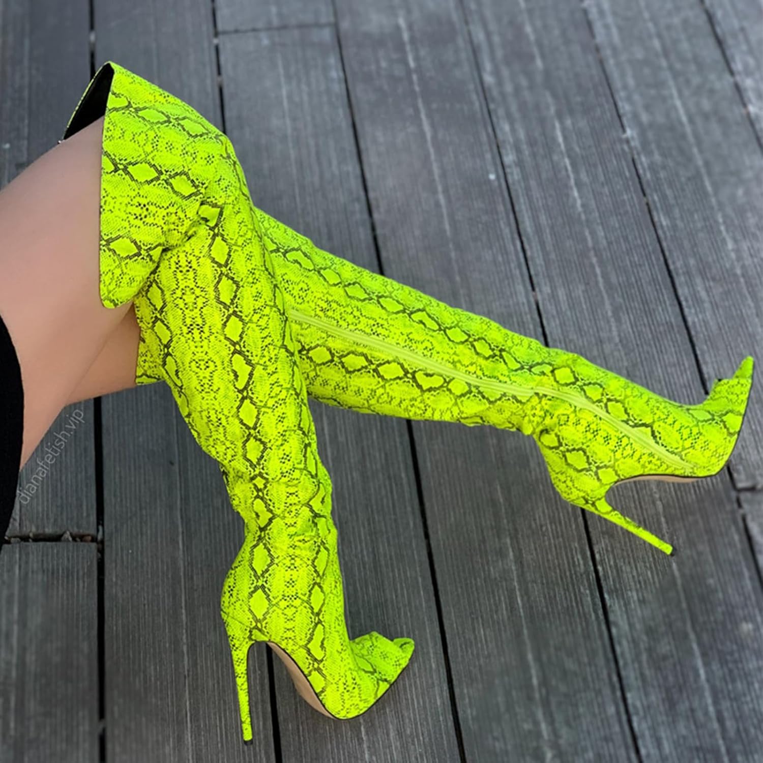 Women's Fashion Peep Toe Over The Knee Boots, Sexy Large Size Sweet High Heel Thigh High Boots for Party, Banquet And Catwalk