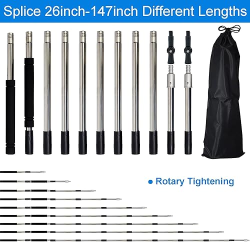 Miniatura 2 de Barra de extensión, multiusos de 4 pies a 12 pies, ajuste de empalme, varilla telescópica, cepillo y poste de araña, rodillo de pintura en aerosol