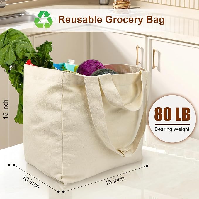 Bolsas Reutilizables de Lona con Asa Doble 3pc XL miniatura 3