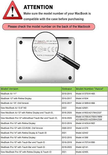 Miniatura 2 de Funda rígida compatible con MacBook Pro de 13 pulgadas 2020 2019 2018 2017 2016 versión modelo A1706 A1708 A1989 A2159 A2251 A2289 A2338, funda
