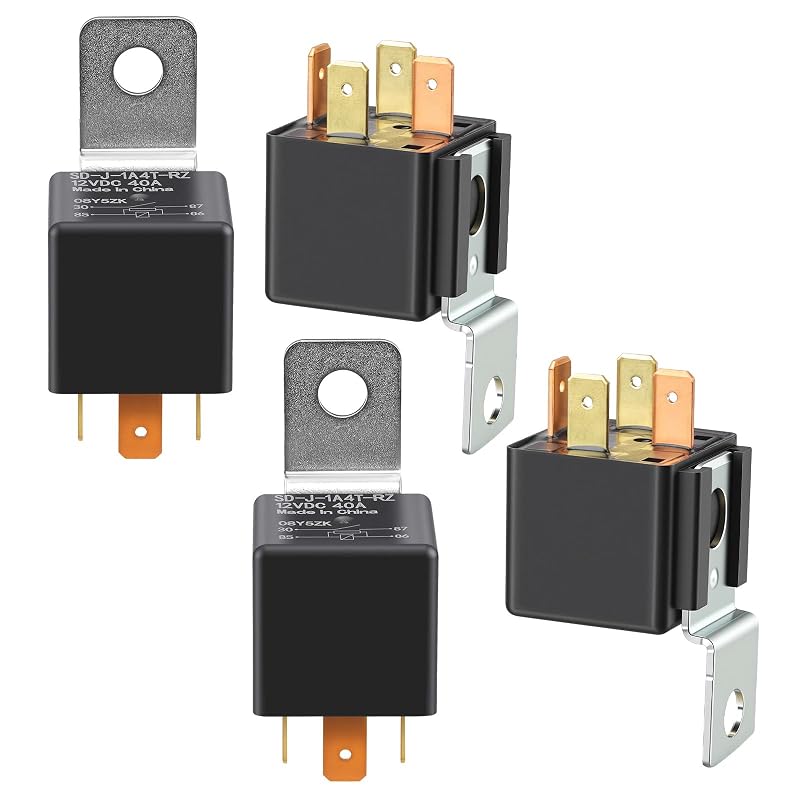 Relé automotivo Drytuns 12 V 40 A com 4 pinos e placa de fixação – Pacote com 4