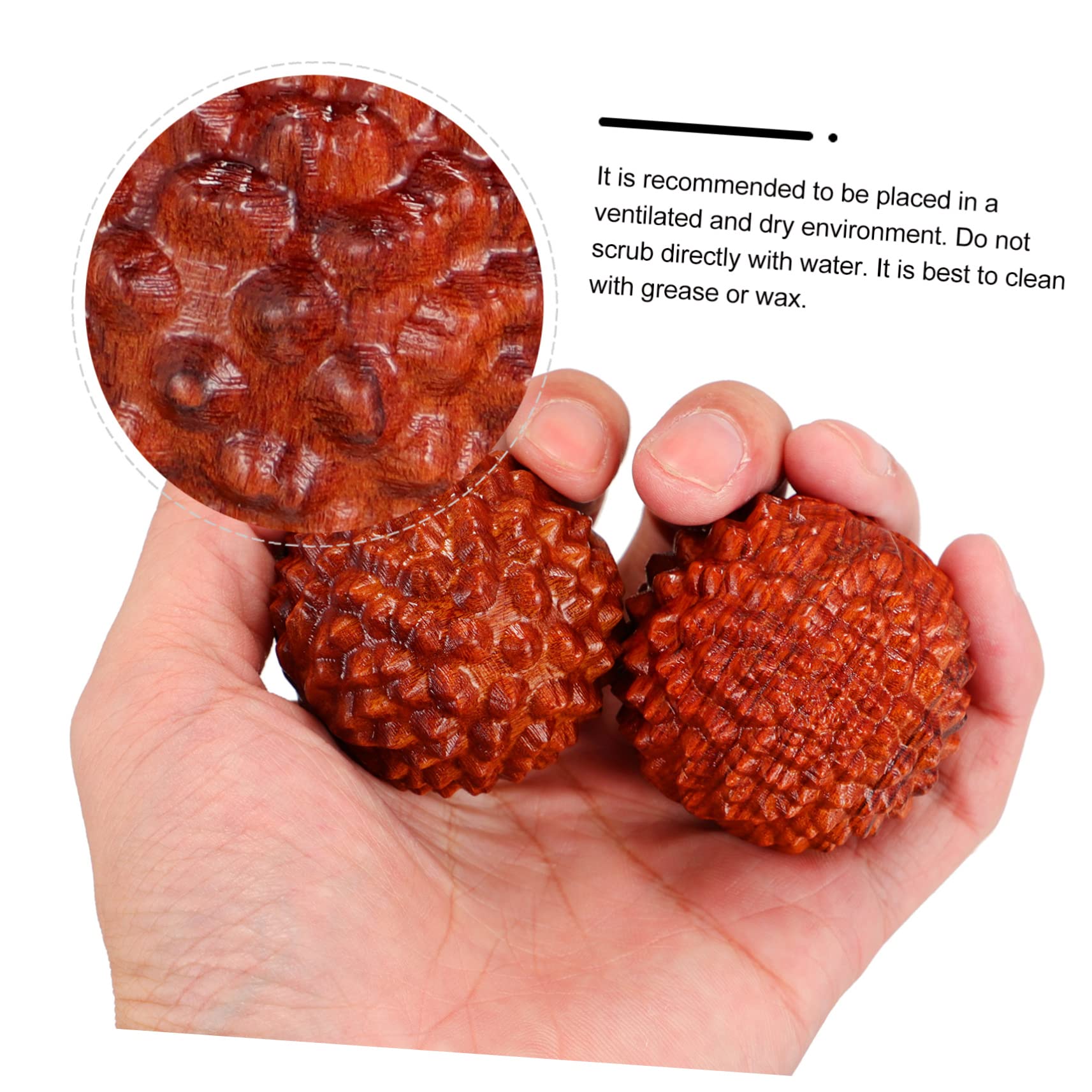 FRCOLOR 3 Juegos Tallando Artesanías Masaje Manual Mano De Acupresión Juguetes De Madera Juegos De Madera Muñecos Artesanía De Bola De Masaje De Mano Palo De Rosa 2 Piezas * 3