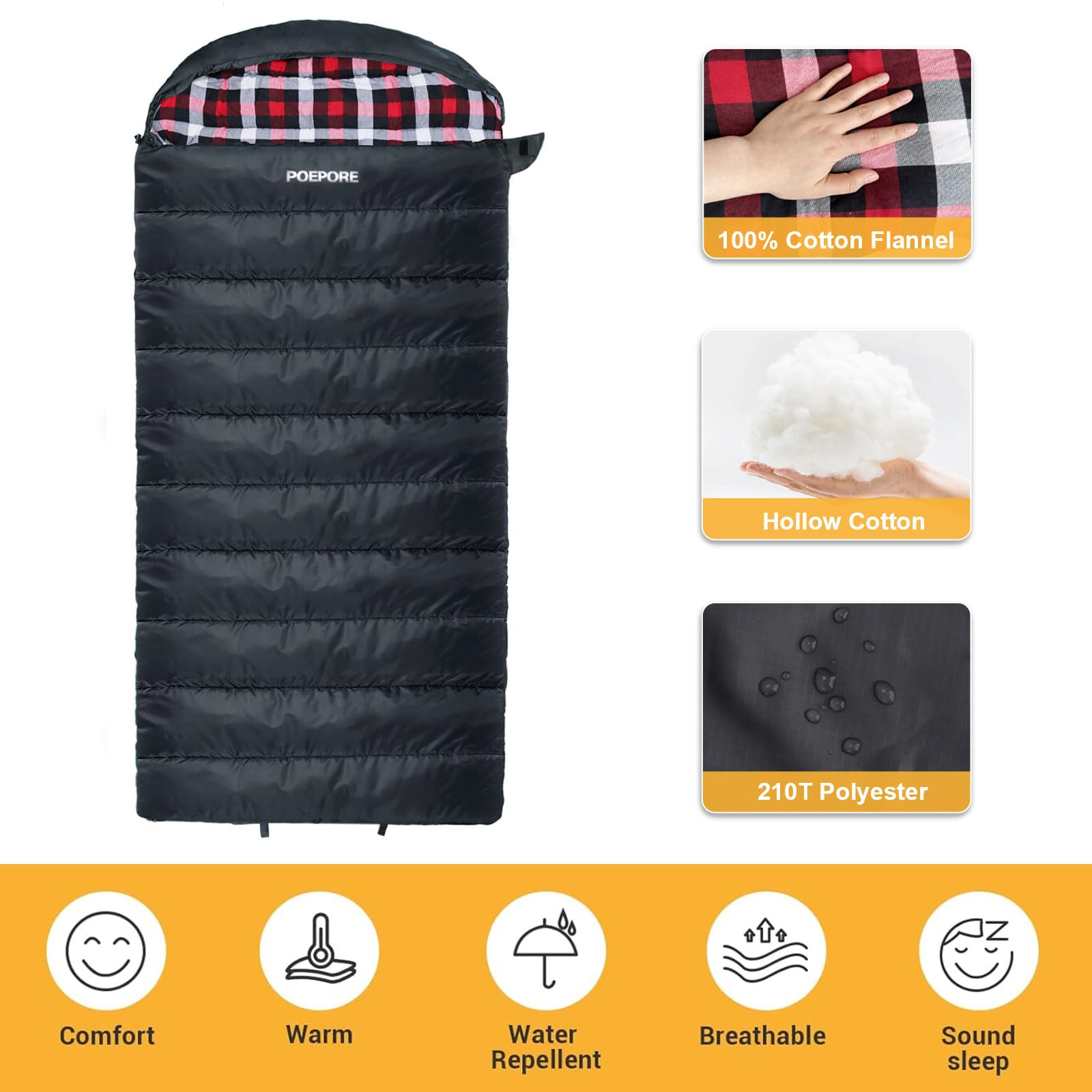 XXL Saco de Dormir de Franela para Adultos Extra Grande Saco de Dormir Al Aire Libre Invierno 3-4 Estaciones para Camping Senderismo Aventuras 230 * 100CM
