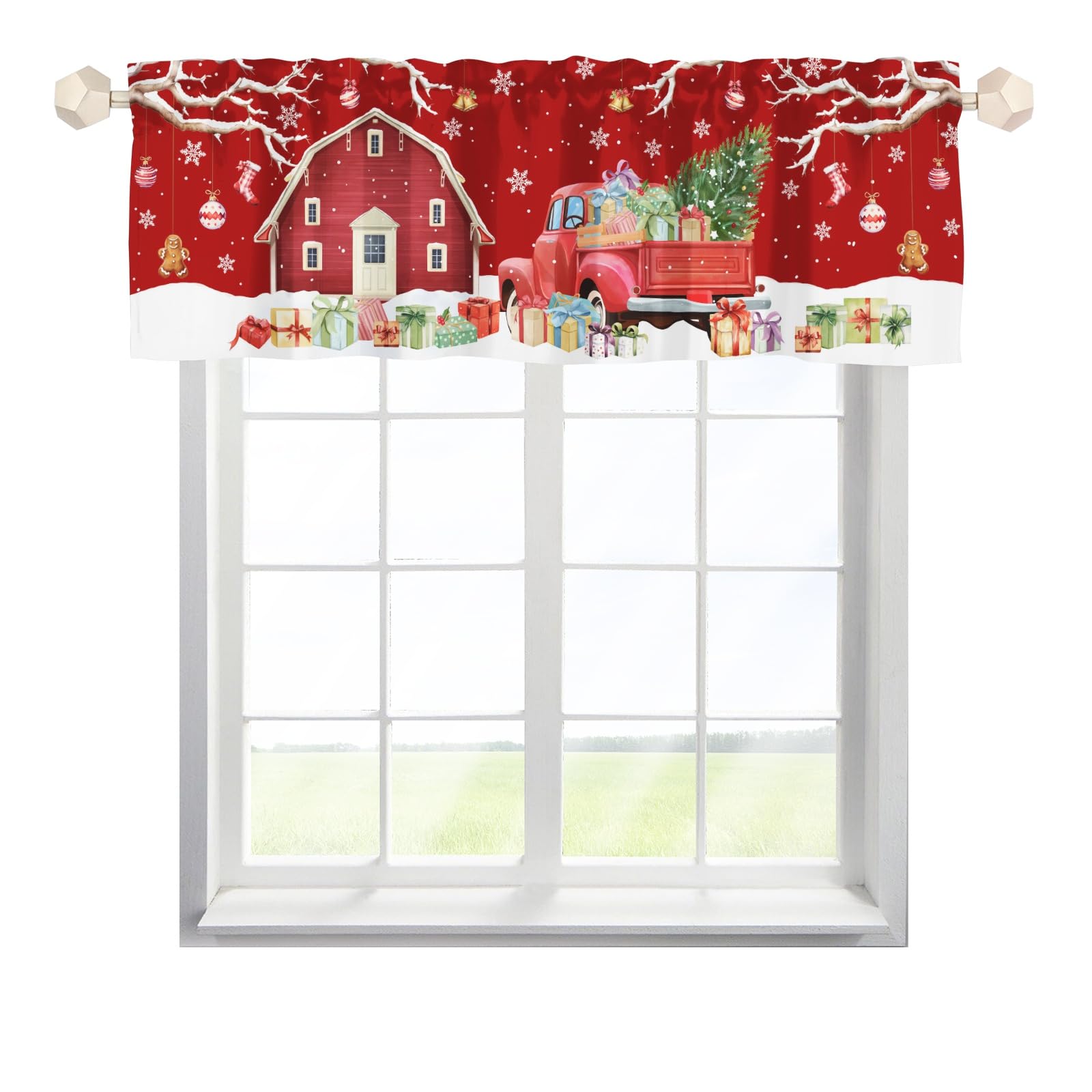Valances for Window,Christmas Short Curtains Valance for Window,Blackout Window Valance,Rod Pocket Valance Short Window Curtains,Christmas Decor Window Curtains for Kitchen Window Bathroom Bedroom