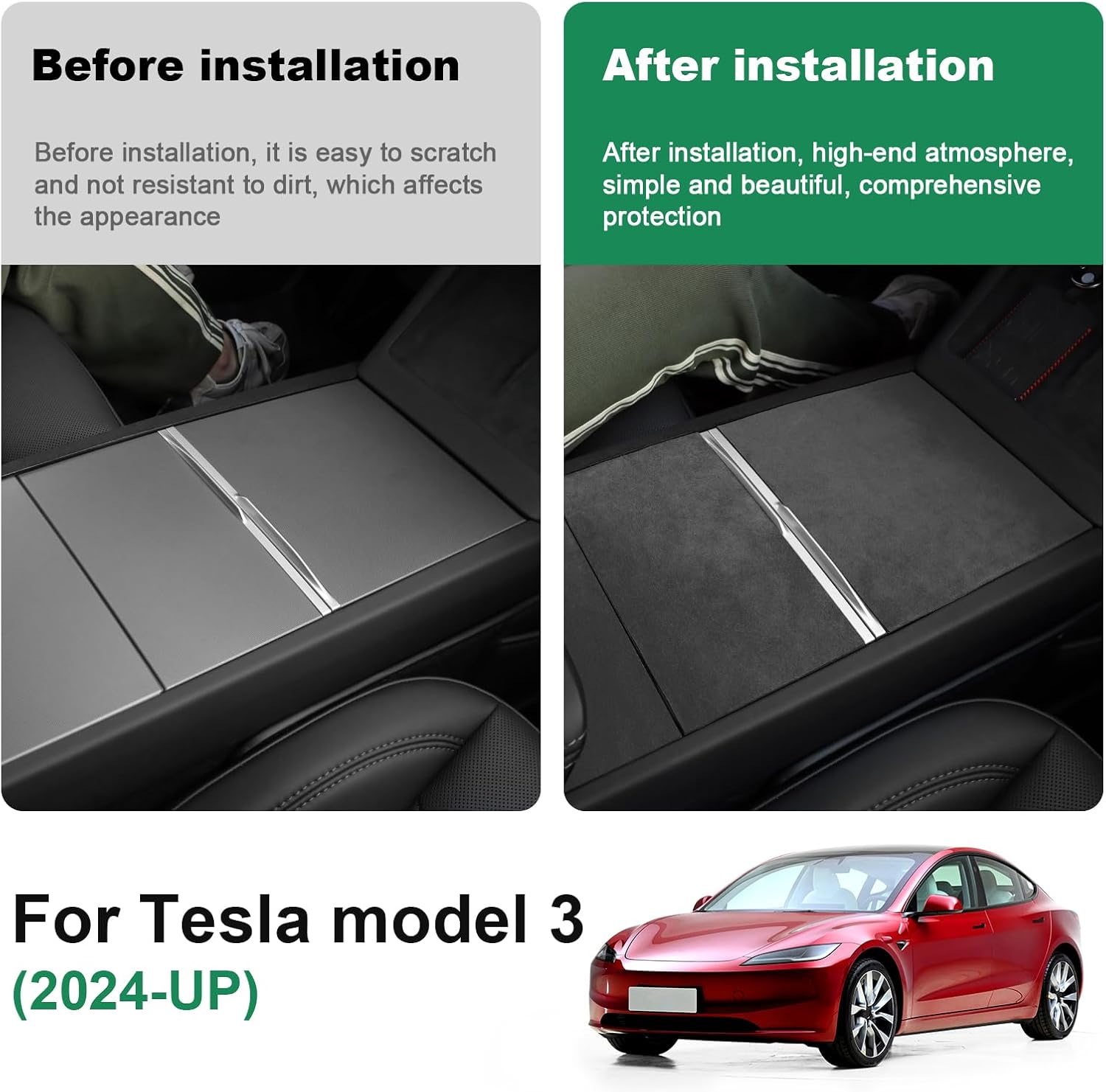 FDAIUN テスラ モデル3 2024 専用 センター コンソール 収納ボックス パネル トリム カバー ステッカー 装飾 アクセ