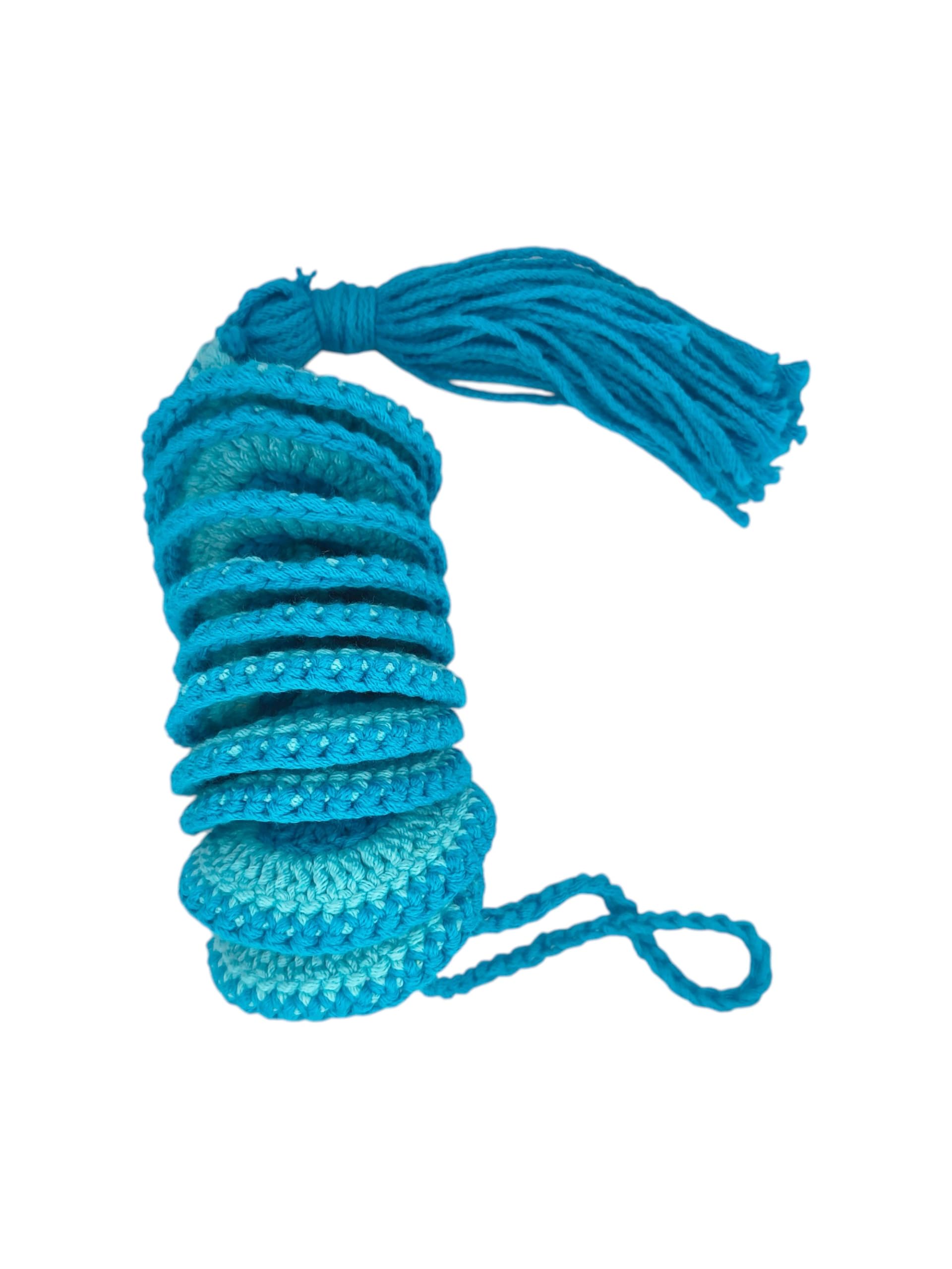 Odazzle Turquoise Blue Crochet Rope Wind Spinner with Tassel, Spiral Hanging Decoration-image-17