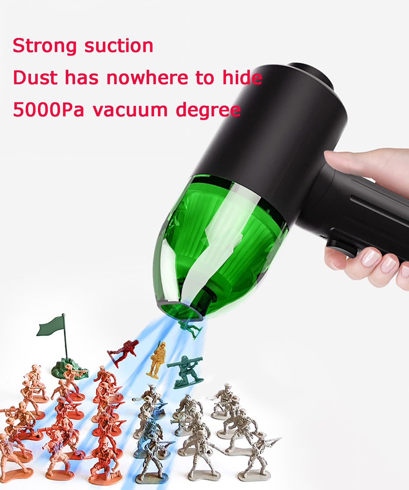 Aspiratore di Polveri Ad Aria Compressa 3 Livelli Fino a 90000 Giri/min Aspiratore Elettrico Portatile Senza Fili Asciugacapelli Portatile Adatto for Auto, Computer, Tastiere, Tappeti