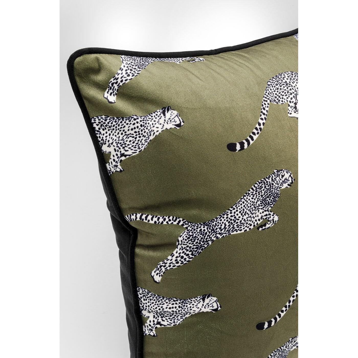 Kare Design Kissen Running Chetahs, 45x45 cm, Grün, Modern, Zierkissen, Dekokissen, Handgearbeitet, mit Reißverschluss, Schlafzimmer, Wohnzimmer, für Sofas/Couches