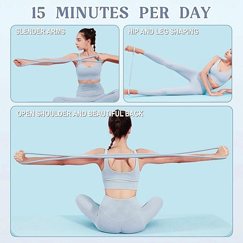 Miniatura 2 de Figura 8 bandas de resistencia con asas (3 unidades, 15 libras+25 libras+35 libras) para hombres y mujeres, bandas de entrenamiento de fuerza para