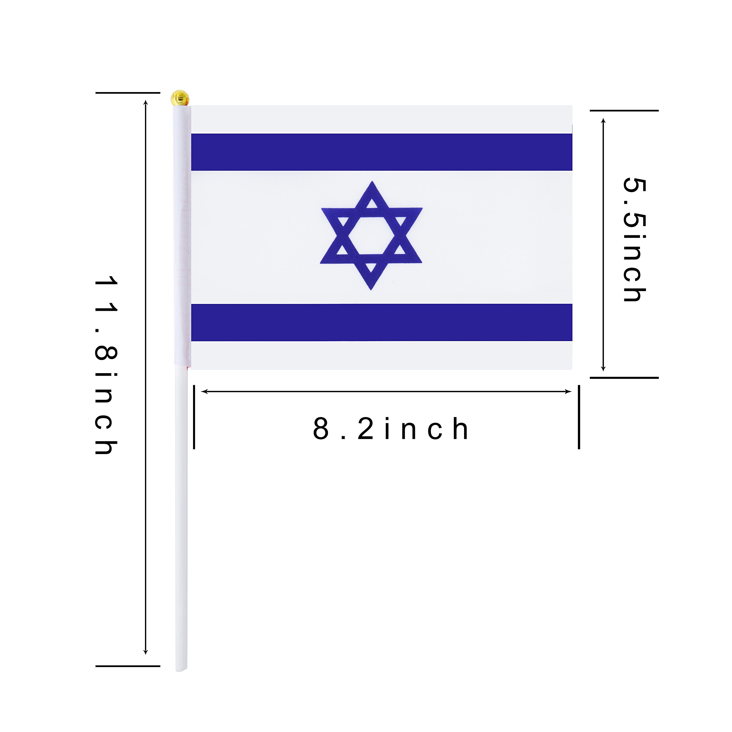 25 Pack Hand Held Small Mini Flag Israel Flag Israeli Flag Stick Flag Round Top National Country Flags,Party Decorations Supplies For Parades,World Cup,Festival Events,International Festival - Image 2