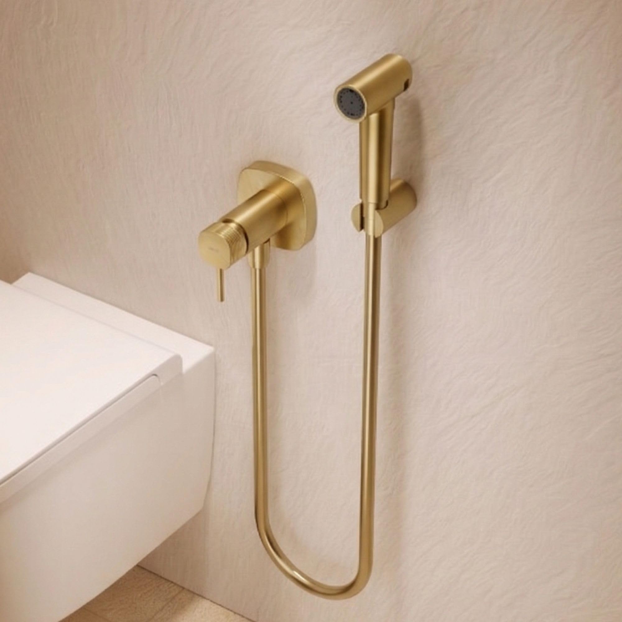 IMEX Bidet prysznic z ciepłą i zimną wodą w kolorze złotym. Bidet do zabudowy kran do toalety ze szczotkowanego złota, higieniczna pojedyncza rączka do toalety, zamiennik kranu bidetowego, seria