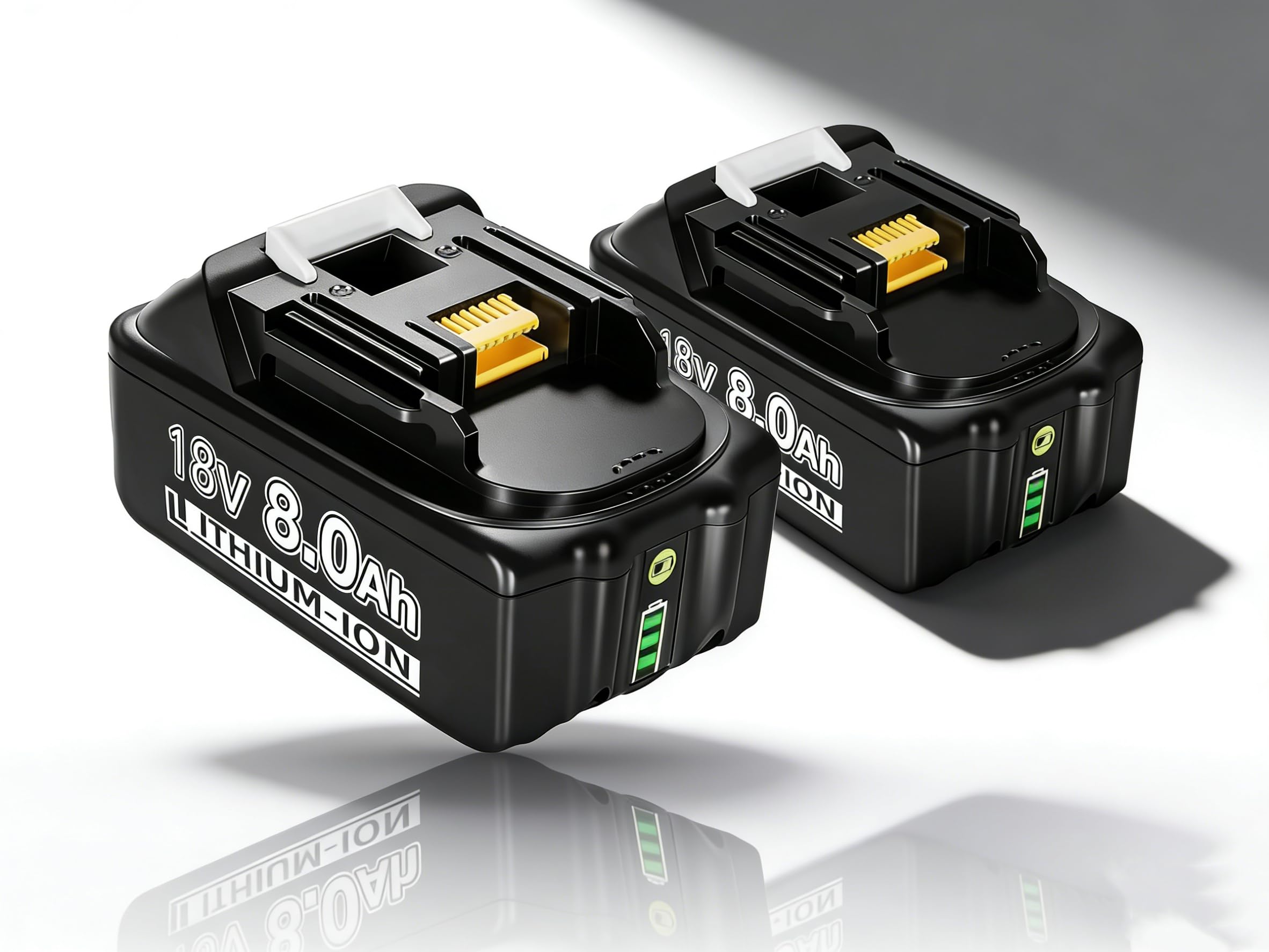 2 Stück 18V 8.0Ah/8000mAh Li-ion Akku Ersatzakku für makita 18V Akku BL1850 BL1850B BL1830 BL1860B BL1845 BL1835 BL1815 194205-3 LXT-400 BL1860 with LED Werkzeugakku