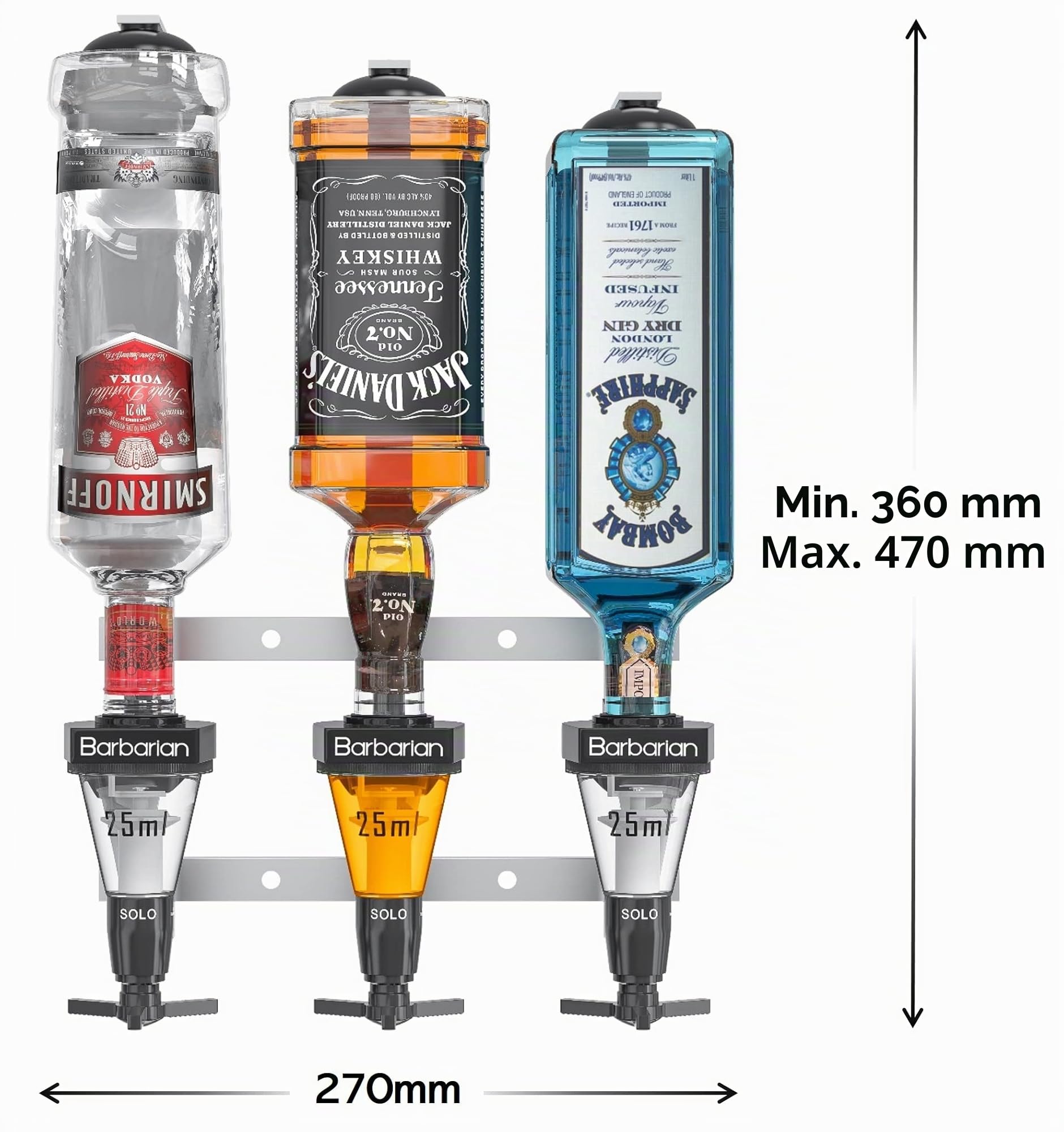 Barbarian Optics Mehrfach-Flaschenhalter, Wandhalter, für 4/6 Flaschen, für Hausbar, Schnaps, Wein, Bar-Butler, Shot-Einteiler, perfekt für die heimische Bar