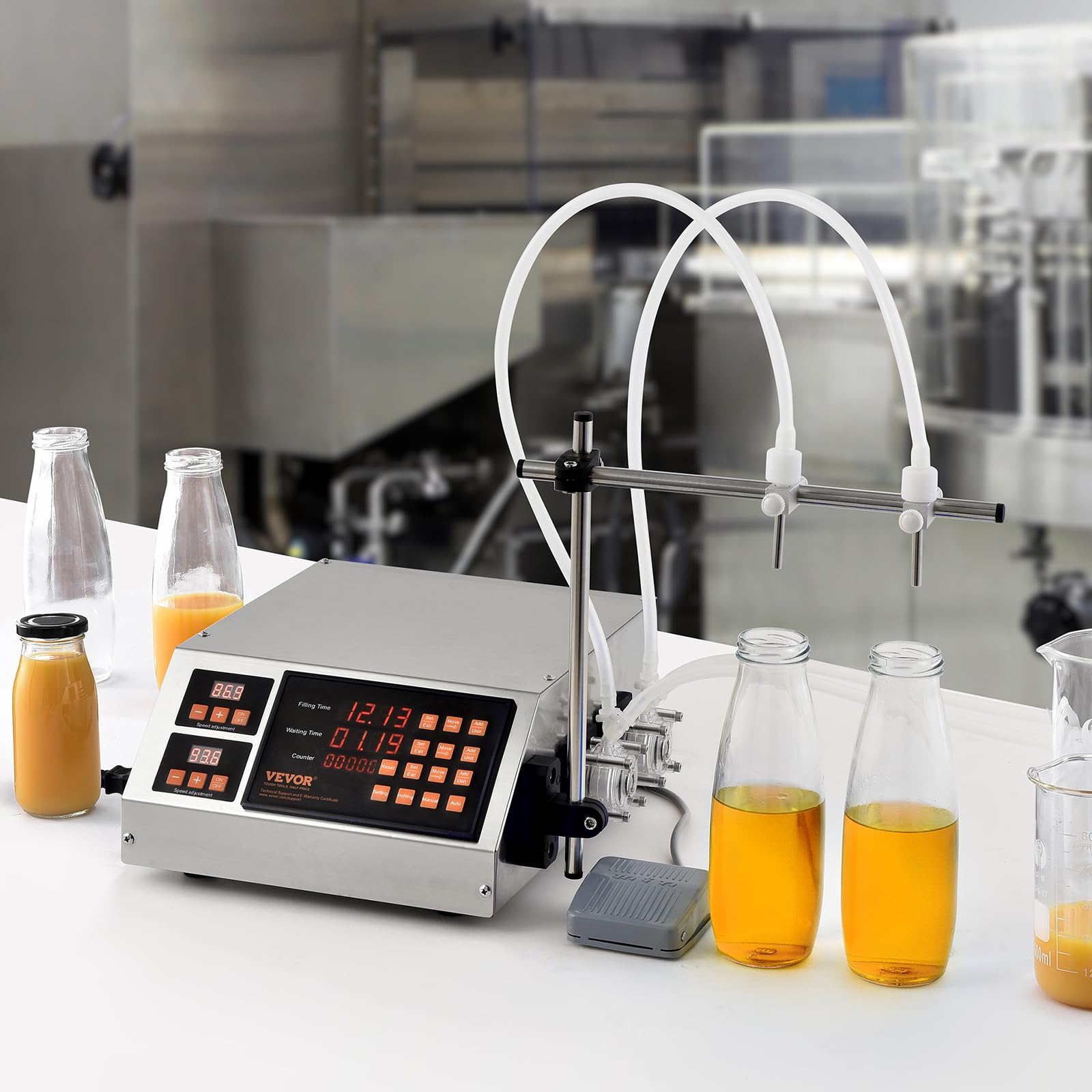VEVOR Abfüllmaschine Automatisch/Pedalschalter Flüssigkeitsabfüllmaschine 650 ml/min Flaschenabfüllmaschine 340 x 260 x 140 mm Pastenfüllmaschine Edelstahl 201 Füllmaschine Digital Wein Milch usw.