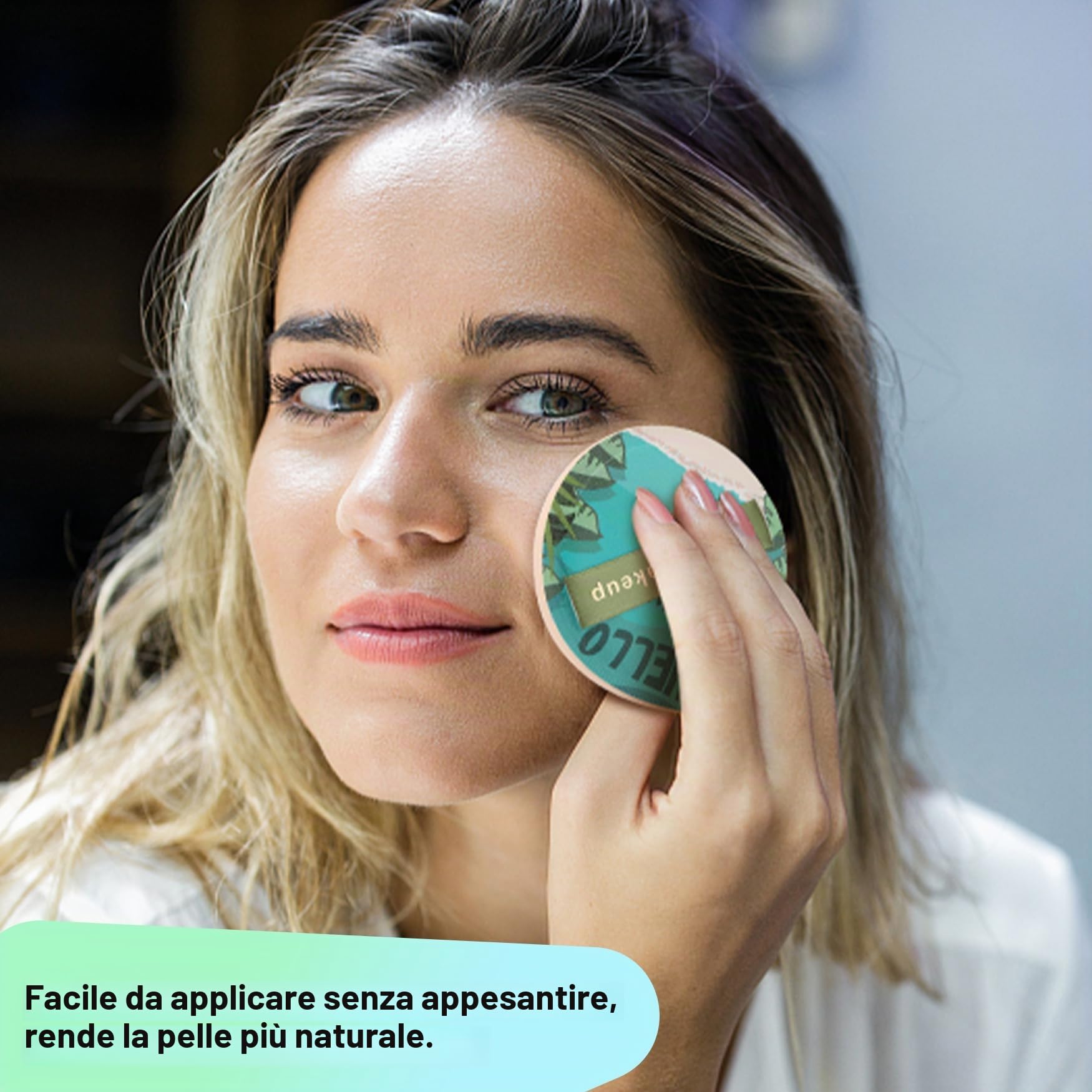 FVION Piumini da Cipria 2 Pezzi, Spugnetta Cipria Powder Puff, Grande Soffio di Cipria Del Viso per Uso Asciutto e Bagnato, Beauty Blender Spugnette per Cipria, Fondotinta, Contouring (Blu)