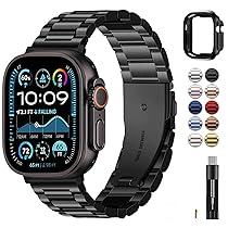Fullmosa Cinturino per Apple Watch Ultra 3, 2, 1 49mm, Cinturini di Ricambio in Acciaio Inossidabile Compatibile con Apple Watch Band Ultra 3,  Ultra 2,  Ultra, per Donna e Uomo, Nero