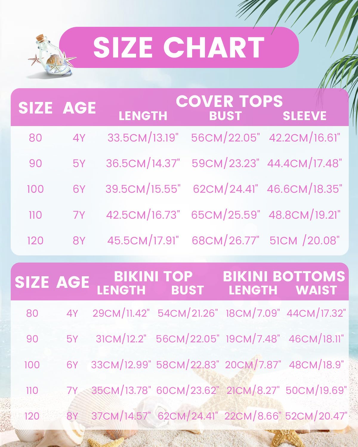 WYTbaby Traje de baño para niña UV 3 piezas manga larga Rash Guard Set Tankini Bikini Uv ropa protectora para niños niñas 3-8 años