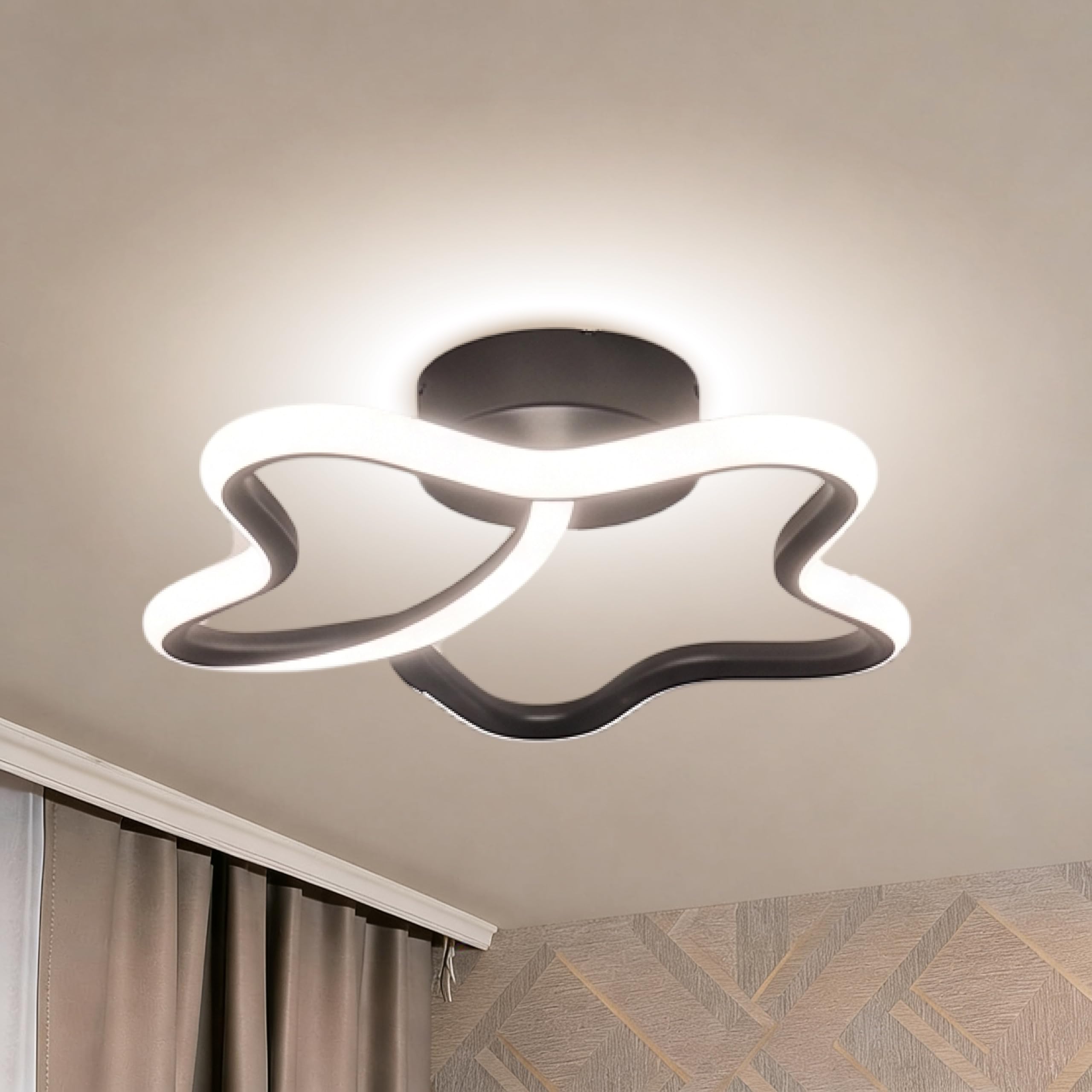 50W Modern Led Square Ceiling Light (Star Design) | Large 59Cm Acrylic Lamp | 3000K Warm White Lighting Fixture for Living Room Bedroom Kitchen Office-image-21