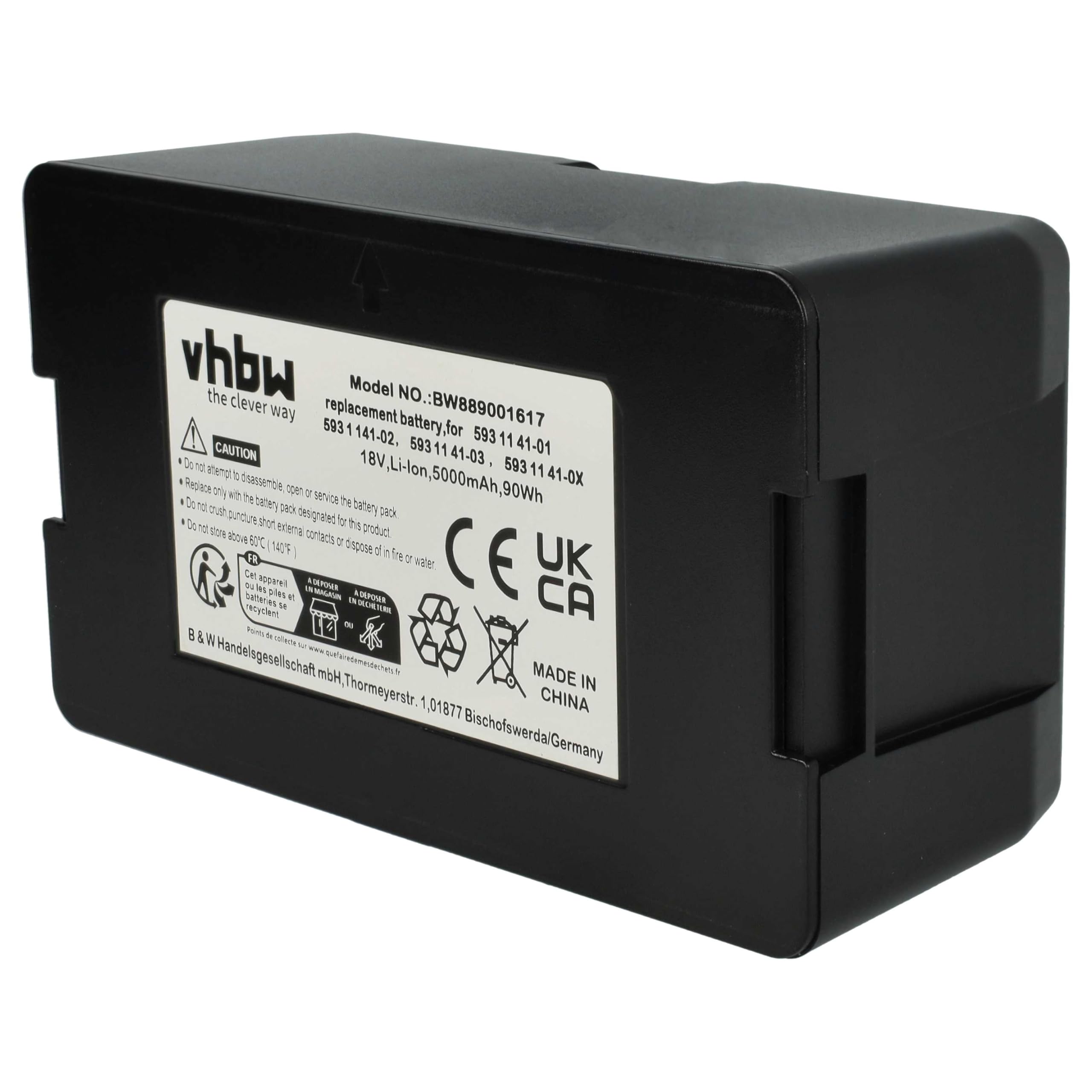 vhbw batteria compatibile con Gardena Sileno Life 1000, Sileno Life 600, Sileno Life 750 robot tagliaerba rasaerba 5000mAh 18V Li-Ion