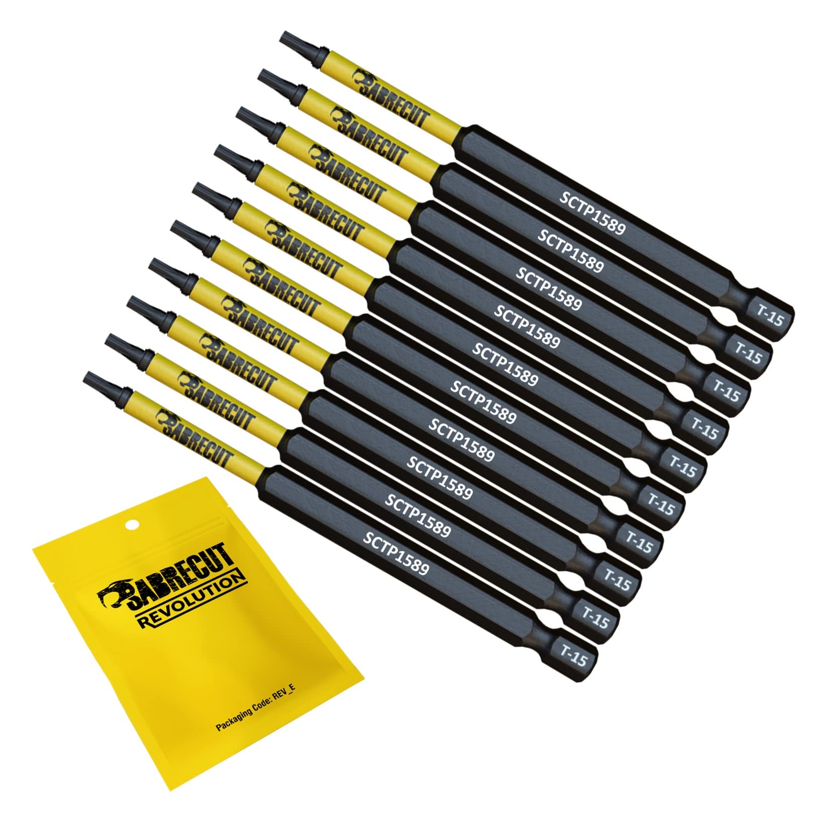 Sabrecut 10 X Sctp1589_10 89Mm T15 Tx15 Torx Tamper Proof Security Magnetic Impact Screwdriver Driver Bits Set Heavy Duty