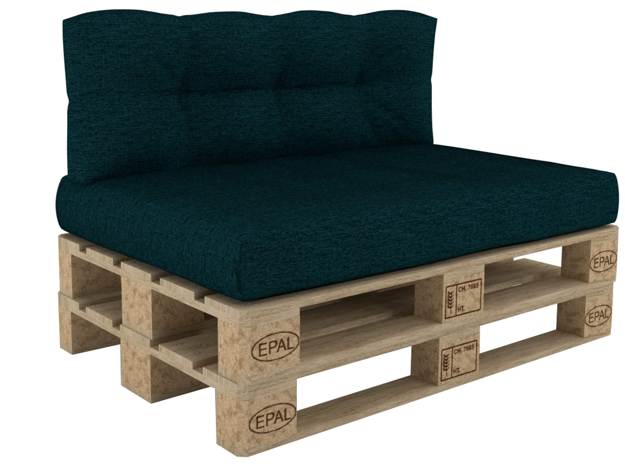 POKAR Euro Pallet Cushion - Set of 2: Seat Cushion 120 x 80cm + Back Cushion 120 x 40cm, Garden Pillows Sofa, Patio, Without Pallets, Dark Green