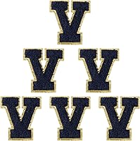 Vista 120 de 6 piezas de parches de letras de chenilla autoadhesivas, parches de letras preppy de 2 pulgadas para bolsos, ropa y sombreros, grandes pegatinas