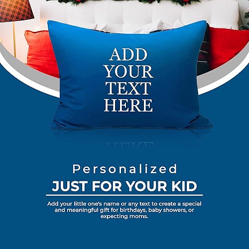Miniatura 4 de Funda de almohada personalizada para niños pequeños, 14 x 20 pulgadas, microfibra súper suave, azul real, cierre de sobre, nombre personalizado