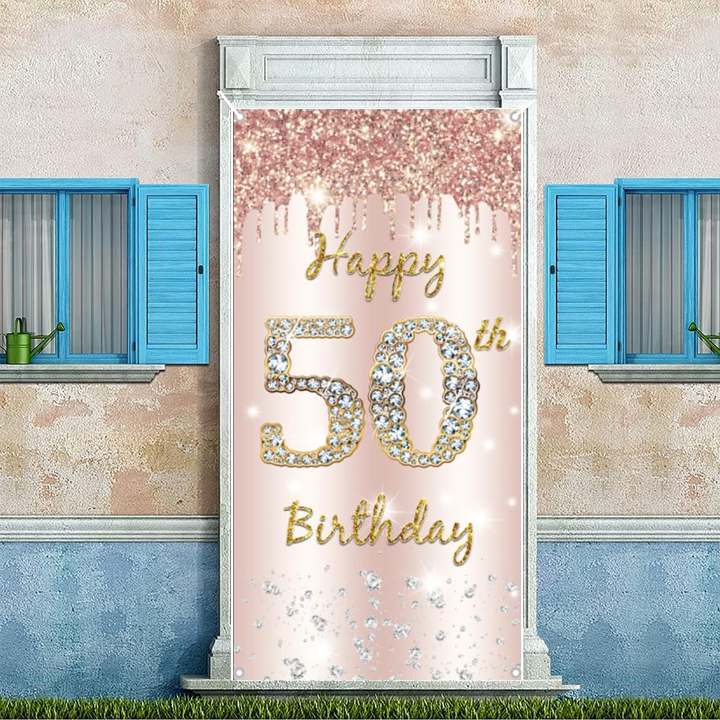Decorazioni per il 50 compleanno in oro rosa, Stoviglie per la festa