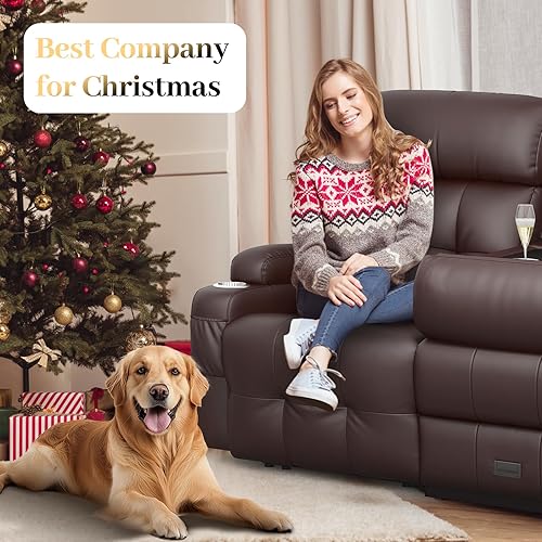 Miniatura 8 de Recliner Sofa, Massage Reclining Sofa 3 Seater Sets Heavy Weight Capacity, RV Loveseat Couch Clearance with Flip Back Console, Storage, Cup Holders,