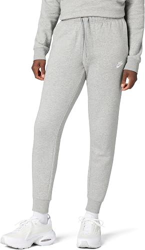 Nike Women's Sportswear Club Fleece Mid-Rise Joggers, Dark Grey Heather/White, Small