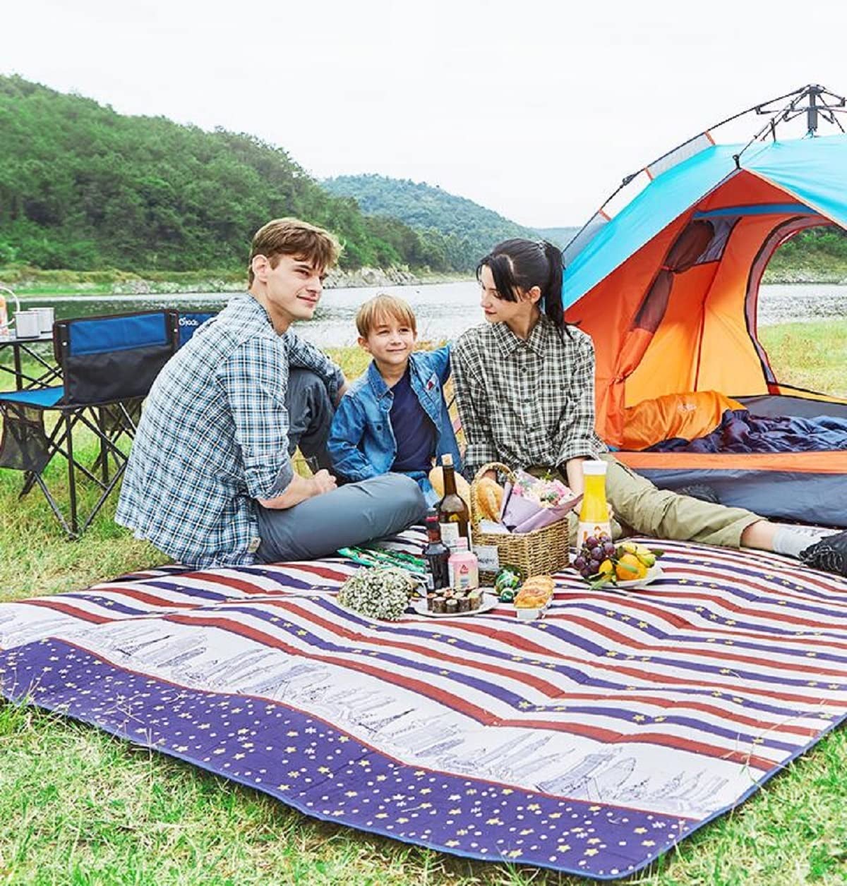 Coperta da Picnic Impermeabile, Stuoia Spiaggia Imbottita, 3 Strati Durevole, Comodo E Morbido, Stuoia Ideale per Campeggio Giardino Riunione Prato Spiaggia, 200X200cm