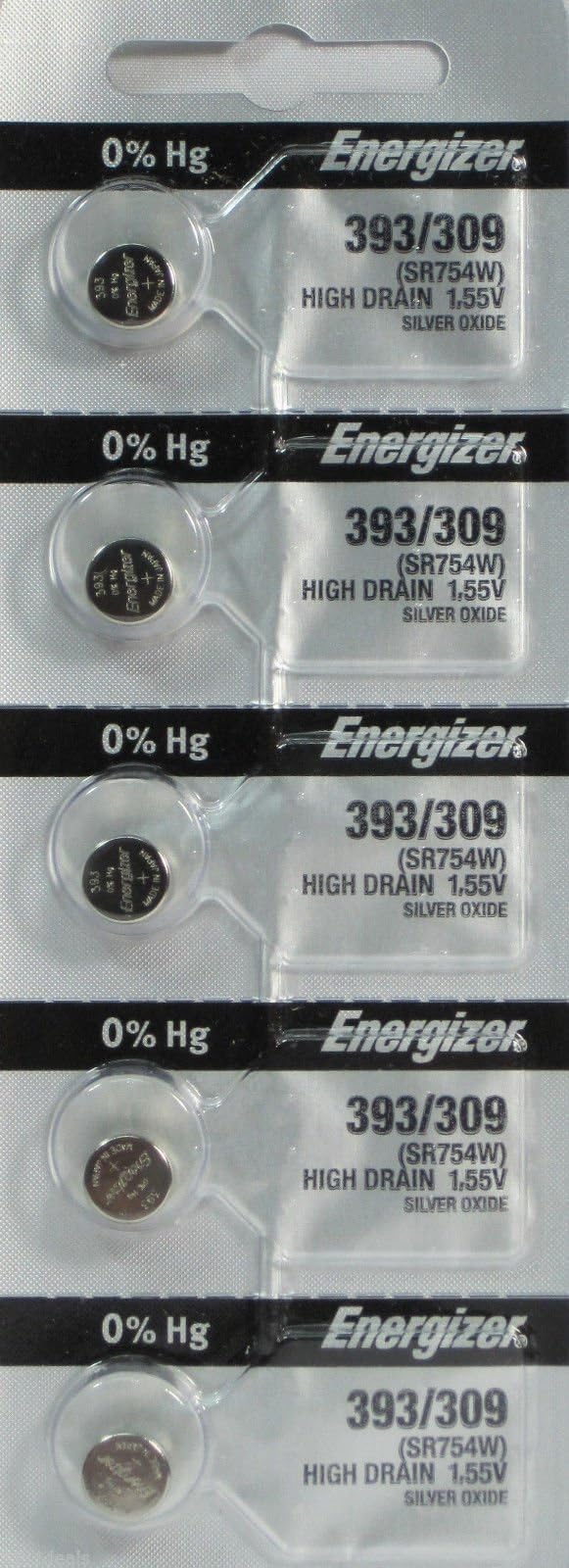 393 or 309 Energizer 1 Pack of 5 Batteries. SR48W, AG5